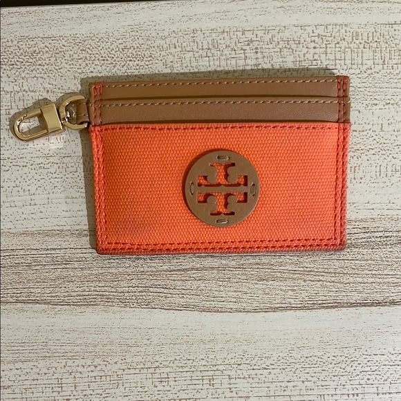Tory Burch Accessories - Tory Burch Orange and Tan Card Holder